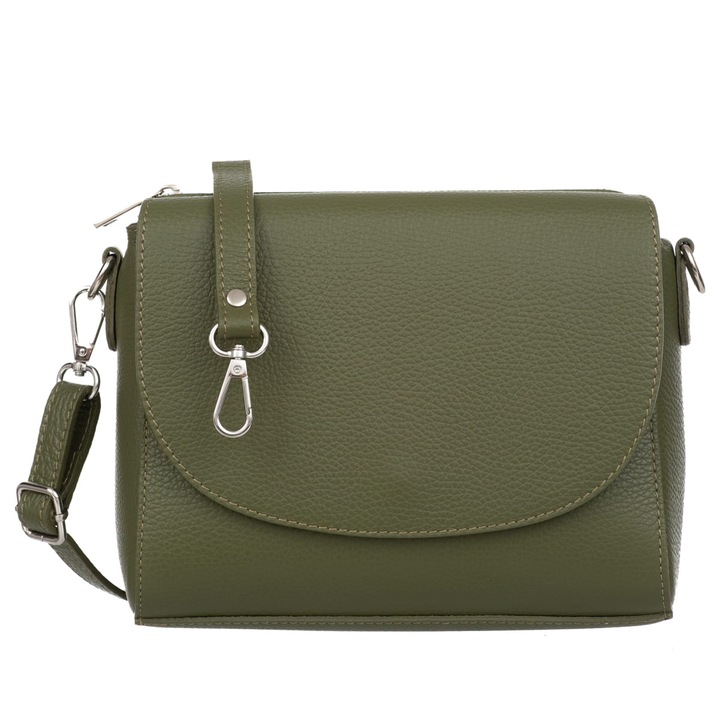 Дамска чанта, Vera Pelle, Естествена кожа, Зелена