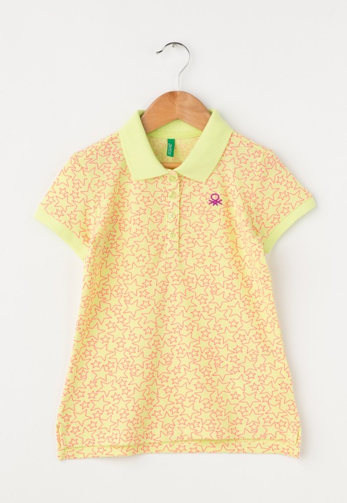 United Colors Of Benetton Tricou polo galben citrine din material pique 1Y