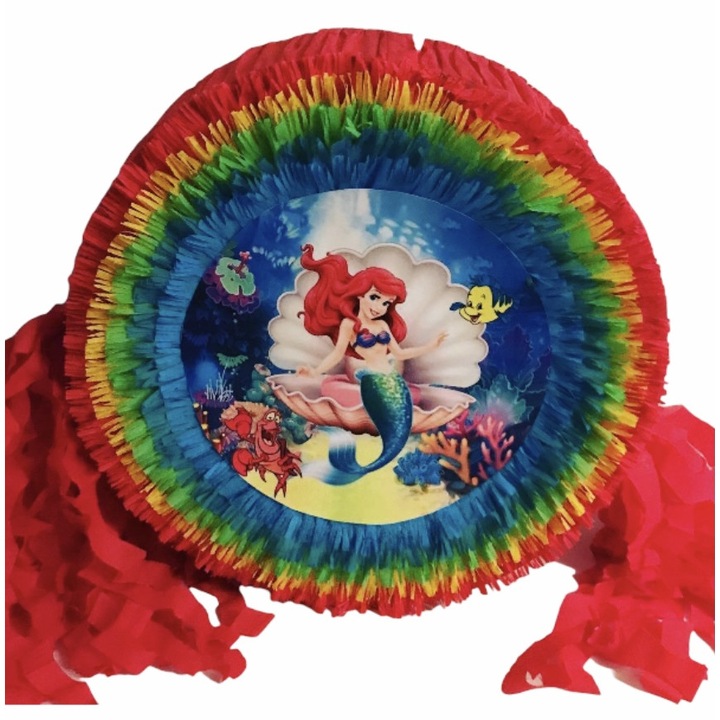 Pinata petreceri tambur mica sirena 35 cm diametru, bata, confetti si 12 suflatori