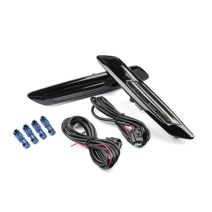 Set 2 Semnalizari Aripa Led Negre cu geamul fumuriu, Dinamice, Secventiale, pentru BMW F10 Non-Facelift - V-17010537LG