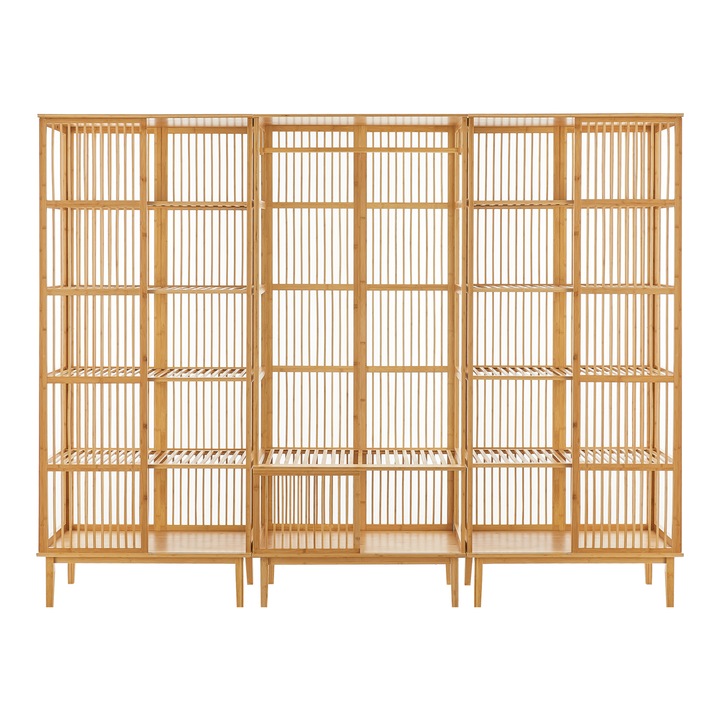 Set garderoba, en.casa, 2x PXNB-0706 - 1x PXNB-0707 Trundholm - Vemb, 185 x 240 x 45 cm, bambus, natur