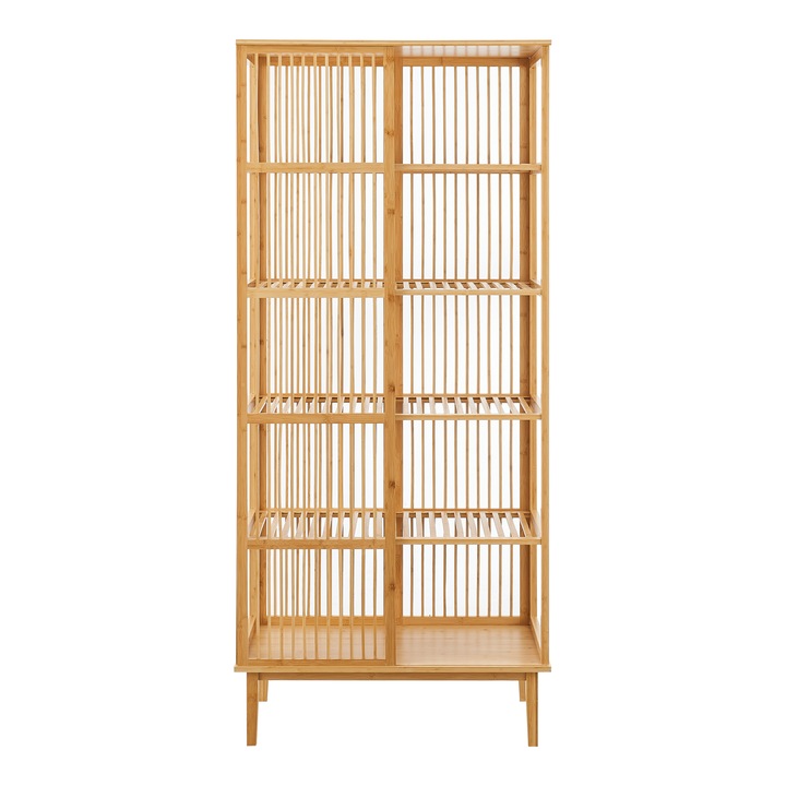 [en.casa] Állópolc PXNB-0706 Trundholm 185 x 80 x 45 cm 50 Kg bambusz natur 5 polccal