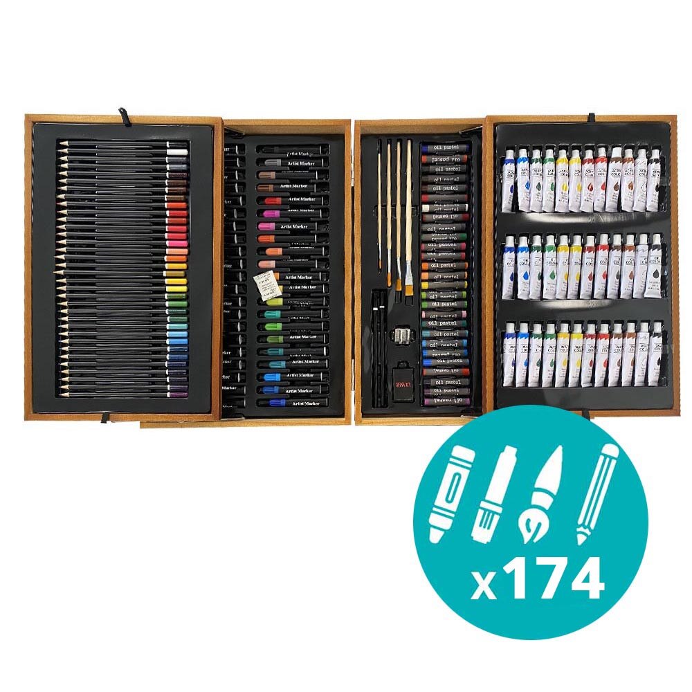 Set de pictura si desen de 174 piese, Timeless Tools, in cutie