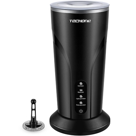Aparat Spuma Lapte 4 in 1 Techone® Milky Froth, 500W, Spumare Cald si Rece, Ideal pentru Latte, Ciocolata, Cappuccino, Frappe, Functie Incalzire, Keep Warm si Control Temperatura, 300 ml