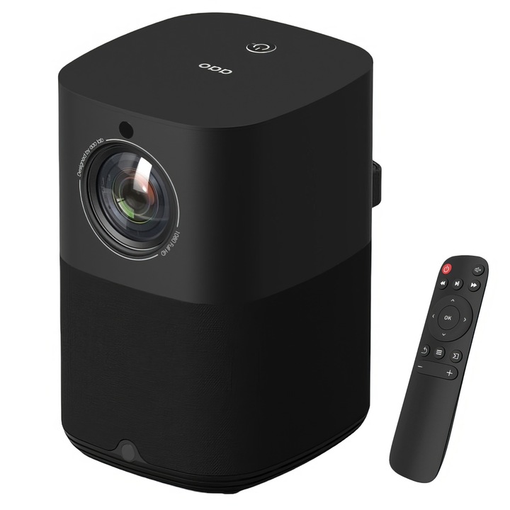 AAO® YG481 PRO Android видео проектор, преносим, 14000 лумена, 1920 x 1080 Native Full HD, Netflix, Wifi 5G, LED, вграден двоен високоговорител, автофокус, дистанционно управление, Dolby звук, бял