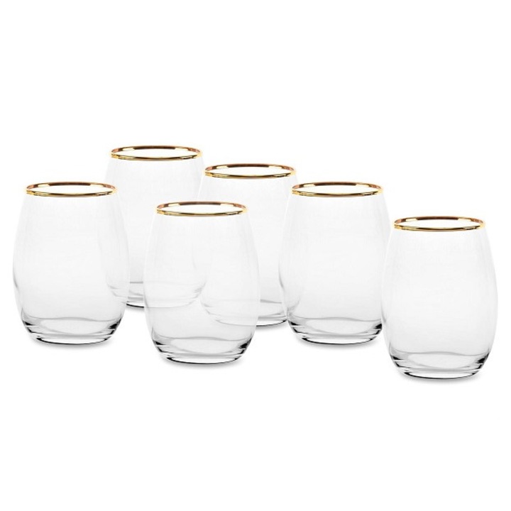 Комплект 6 чаши за уиски, Pasabahce Amber Gold, 350 мл