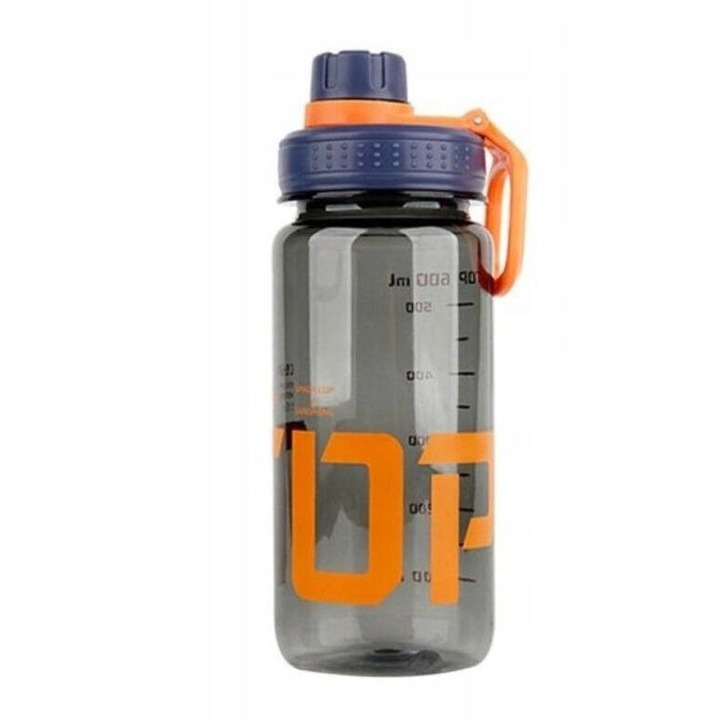 Бутилка за вода, Ecarla, полипропилен, 600 мл, сиво/оранжево