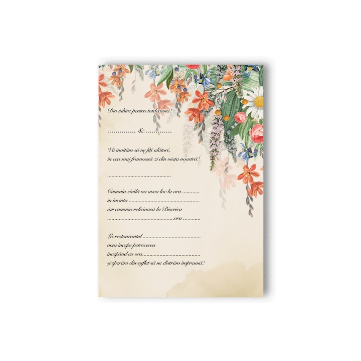 Комплект от 20 сватбени покани 100% рециклирана форма на падащо цвете, висококачествена хартия с тактилна текстура, A6 с включен плик