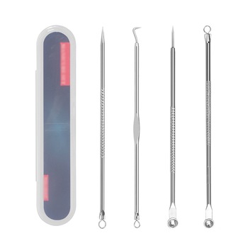 Set de 4 instrumente pentru extractie puncte negre QttvbTna, inox Set de 4 instrumente pentru extractie puncte negre QttvbTna, inox