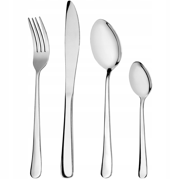 Evőeszköz készlet, KADAX, Rozsdamentes, 24 db, 6 személyes, Ezüst