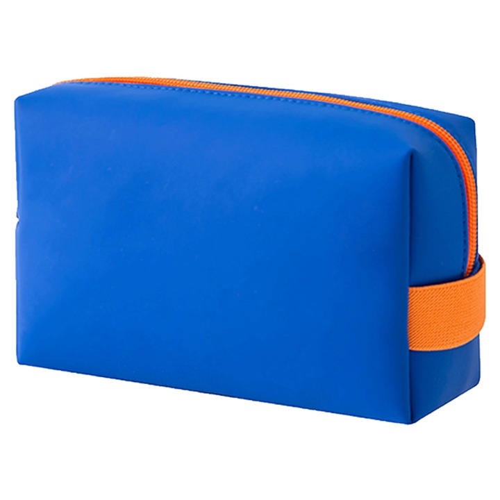 Trusa de machiaj mini, piele PU, albastru