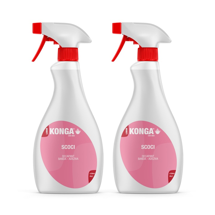 Set - 2 x Solutie profesionala curatare banda adeziva, Konga, 750ml cu pulverizator
