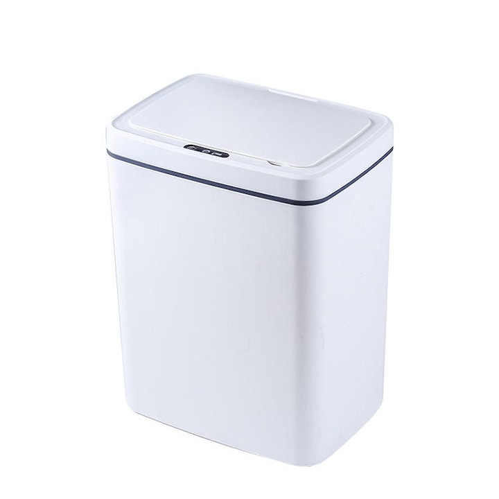 Кошче за боклук с автоматичен сензор White Gadgetry, 16L капацитет, с капак против миризми и тихо отваряне/затваряне