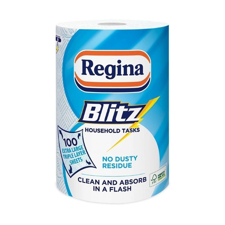 Prosop de bucatarie Regina Blitz 3 str. alb, 100 foi, 33m