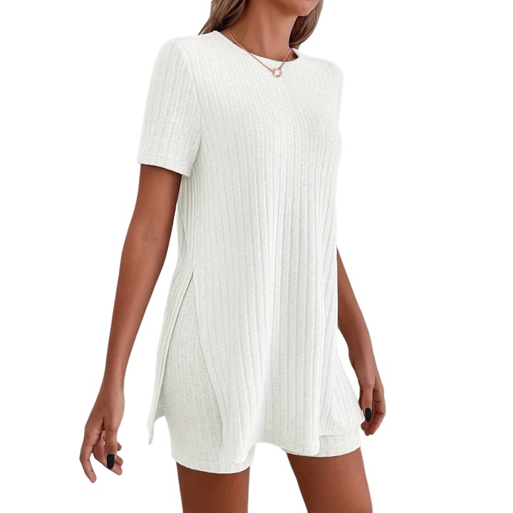 Плетен комплект - панталон и топ, Бял1`2, Бял