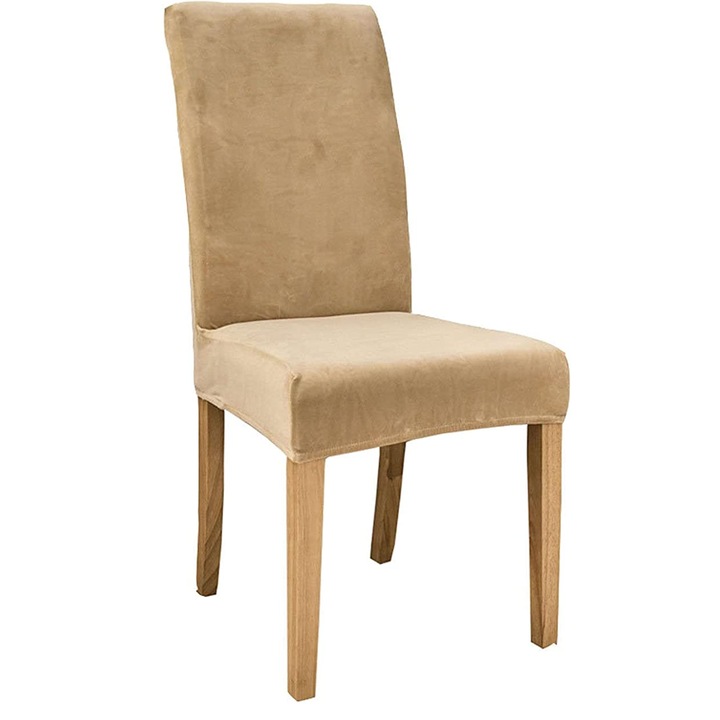 Husa pentru scaun GALAXIA®, elastica universala, din Catifea, Bej