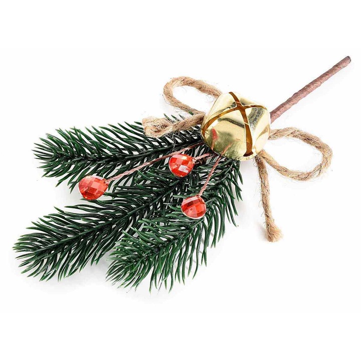 Set 12 crengute cu clopotel Craciun 19.5 cm