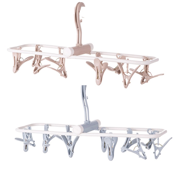 Set 2 Umerase Pliabile cu Clipsuri pentru Sosete, Multifunctionale, Multicolor