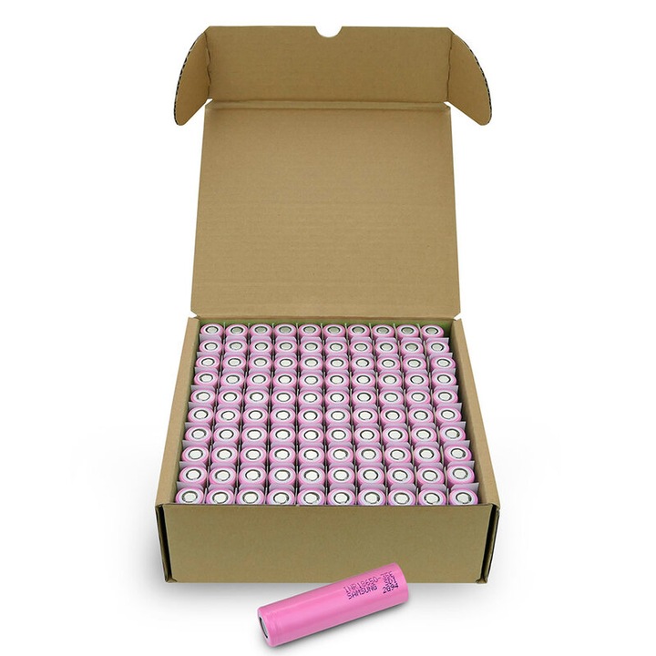 Set 100 bucati acumulator SAMSUNG INR18650-35E 3500mAh Li-ION 3,7V 18,2x65,0mm 8A