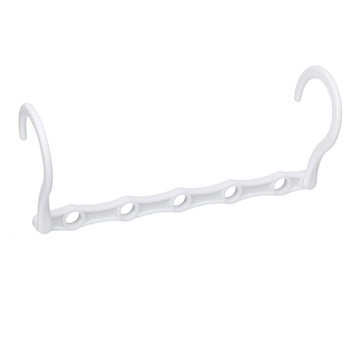 Set 10 Suporturi Umerase Pliabile, Plastic, Economisire Spatiu, Alb, 41.5x5cm