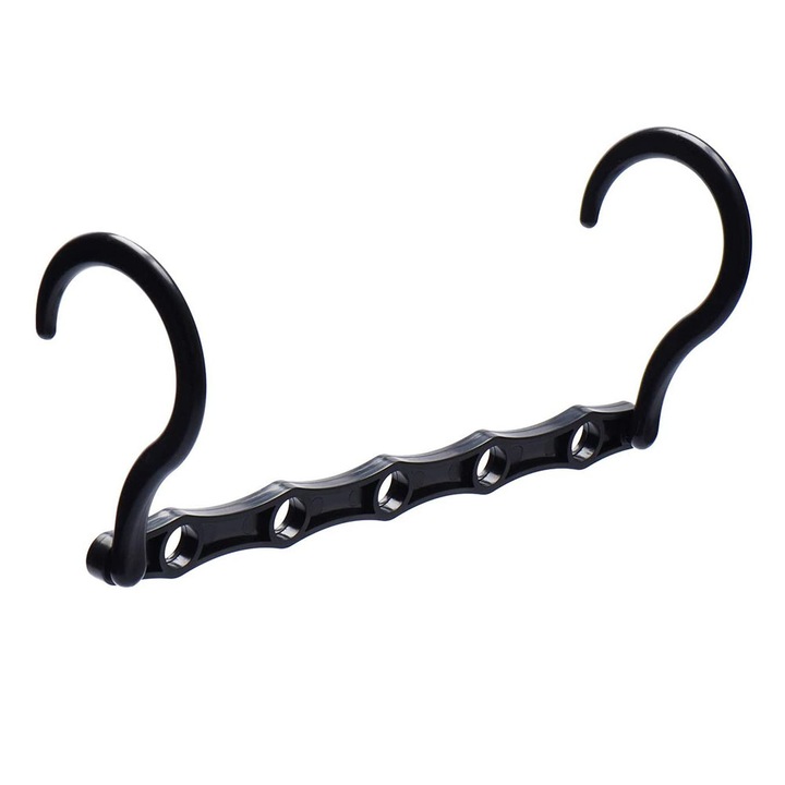 Set 10 suporturi umerase multifunctionale, pliabile, negru, 41.5x5cm