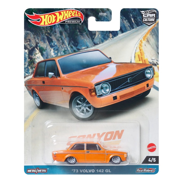 Количка Hot Wheels Metallic Car '73 Volvo 142 GL, Premium, Canyon Warriors, Orange, 1:64