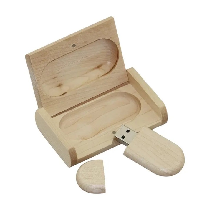 Stick usb, carcasa si cutie din lemn, 128 GB