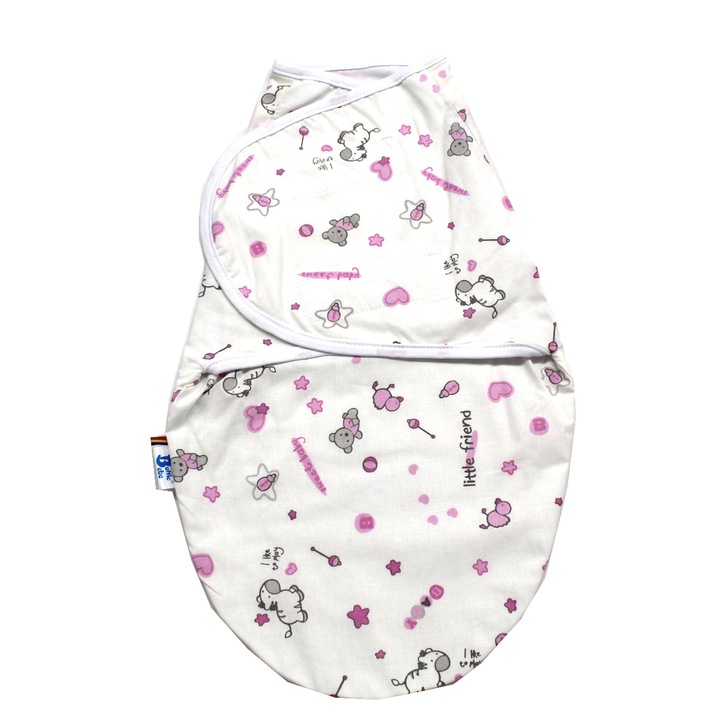 Sistem de infasare, BalticKids, 0-3 luni, Bumbac 100%, Biberon Roz