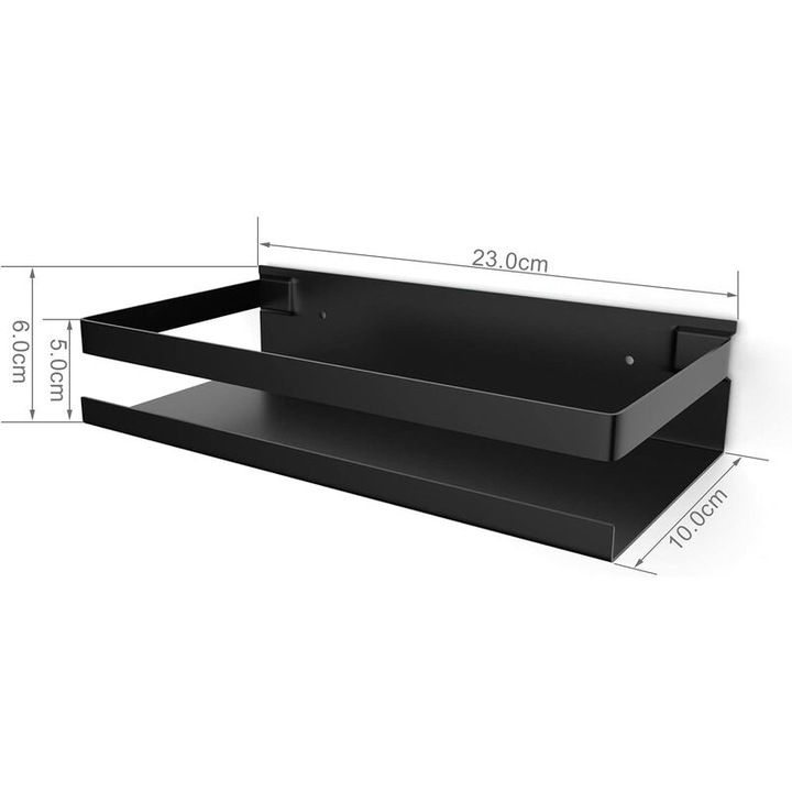 Raft de baie din inox, 23x10.5x5cm, montare fara gaurire, multifunctional