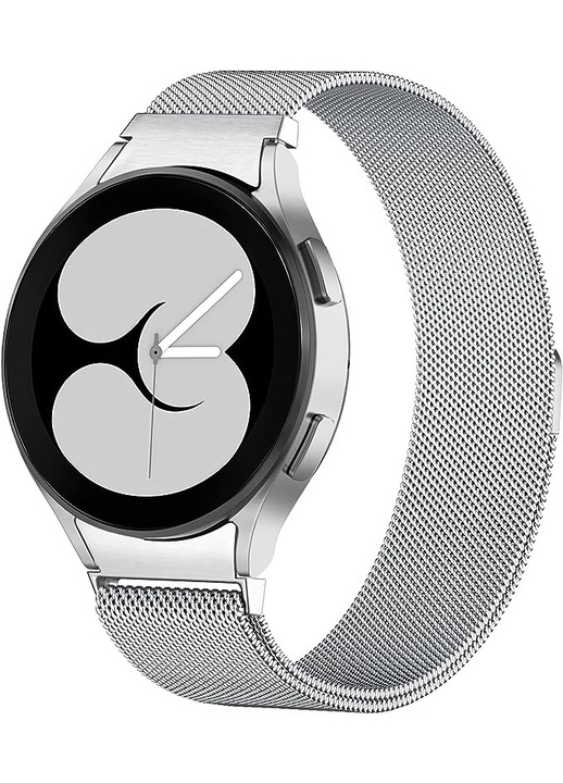 Curea smartwatch, MATCHEASY, Otel inoxidabil, Compatibil cu Samsung Galaxy Watch 7/6/5/4 40mm 44mm/ 5 Pro 45mm/ 4/ 6 Classic 42mm 46mm 43mm 47mm, Argintiu