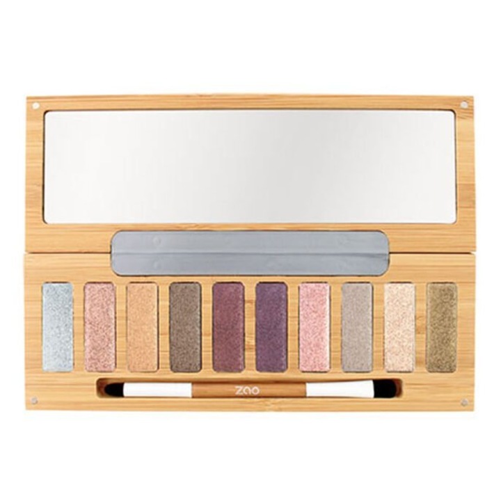 Paleta Bamboo Ultra Shiny de 10 farduri de pleoape organice, 10x1,3g