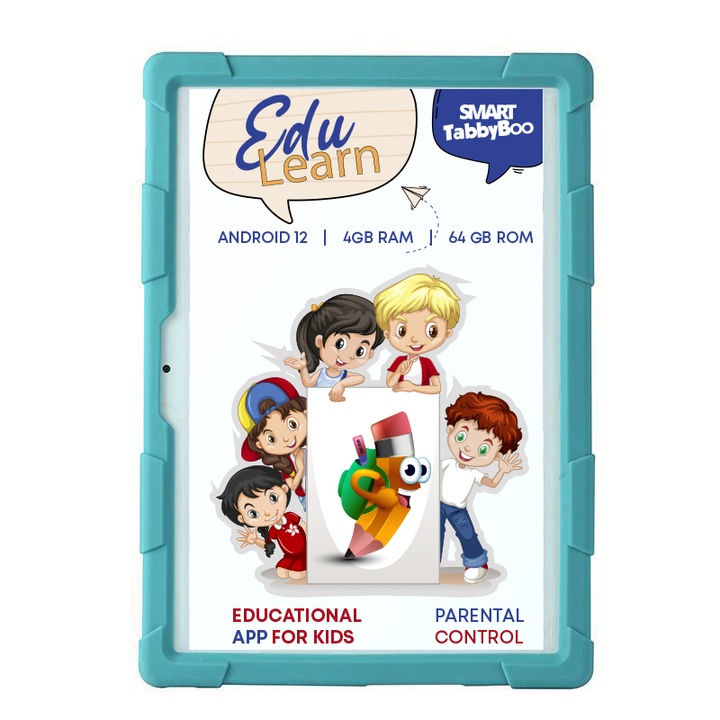 Детски таблет SMART TabbyBoo EduLearn Fun, 4GB RAM, 64GB, Android 12, WiFi 6, 10" IPS, зелено