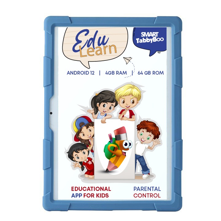 Детски таблет SMART TabbyBoo EduLearn Fun, 4GB RAM, 64GB, Android 12, WiFi 6, 10" IPS, navy
