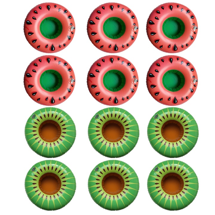 Комплект от 12 надуваеми поставки за напитки, QttvbTna, устойчив PVC, преносим дизайн, многоцветен