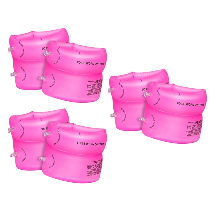 Комплект от 6 надуваеми аксесоара за плуване, QttvbTna, двойна въздушна възглавница, удобни, регулируеми, розови