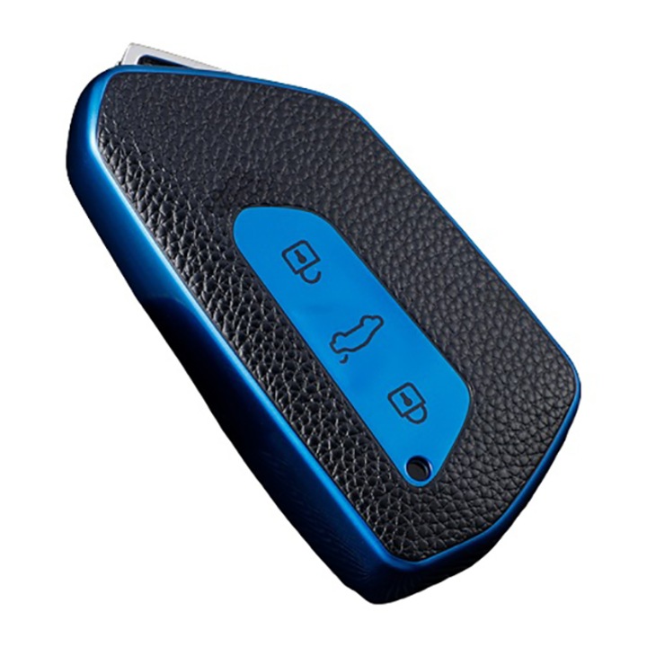 Kék burkolat kulcsos bőrbetétekkel Volkswagen Golf 8 MK8 ID.3 ID.4 Cupra Skoda Octavia A8 Seat Leon MK4