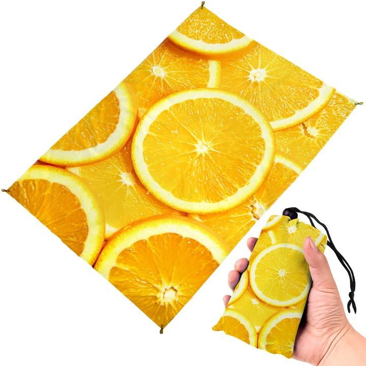 Плажен шал, QttvbTna, водоустойчив, сгъваем, 2 x 1,4 м, жълт/оранжев