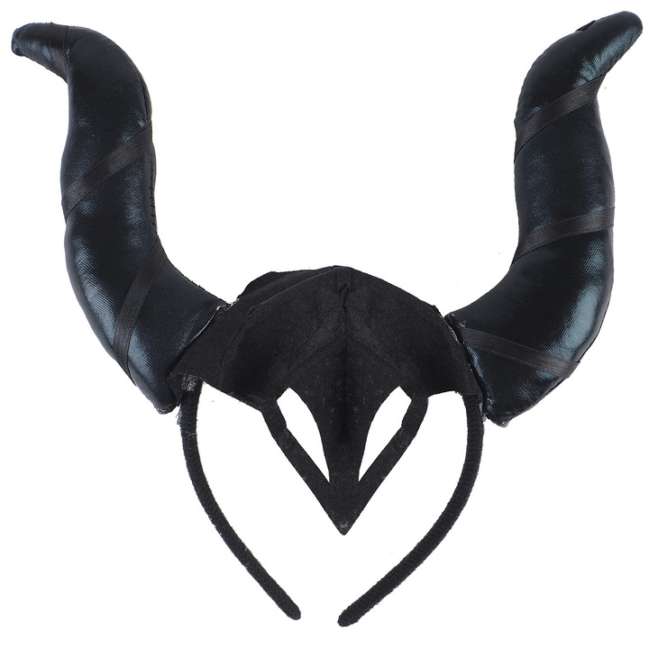 Bentita cu coarne Eventy pentru Halloween, 23cm, negru argintiu