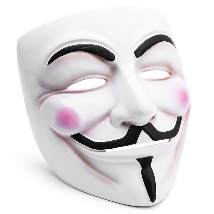 Masca Anonymous Vendetta, Zola®, plastic, banda elastica, 20x18.5 cm, alb