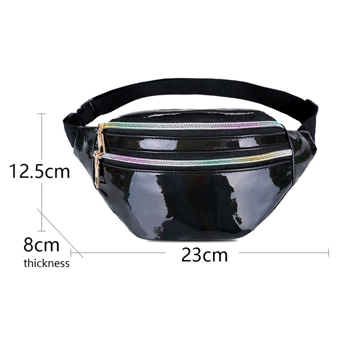 Női kézitáska, JeiibrZui, Poliészter, Zsebekkel, Fekete