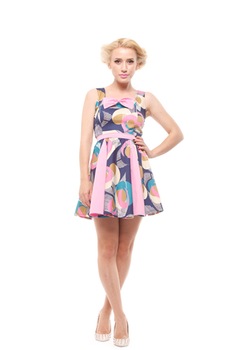 Rochie cu print viu colorat, S/M, DyStyle Rochie cu print viu colorat, S/M, DyStyle