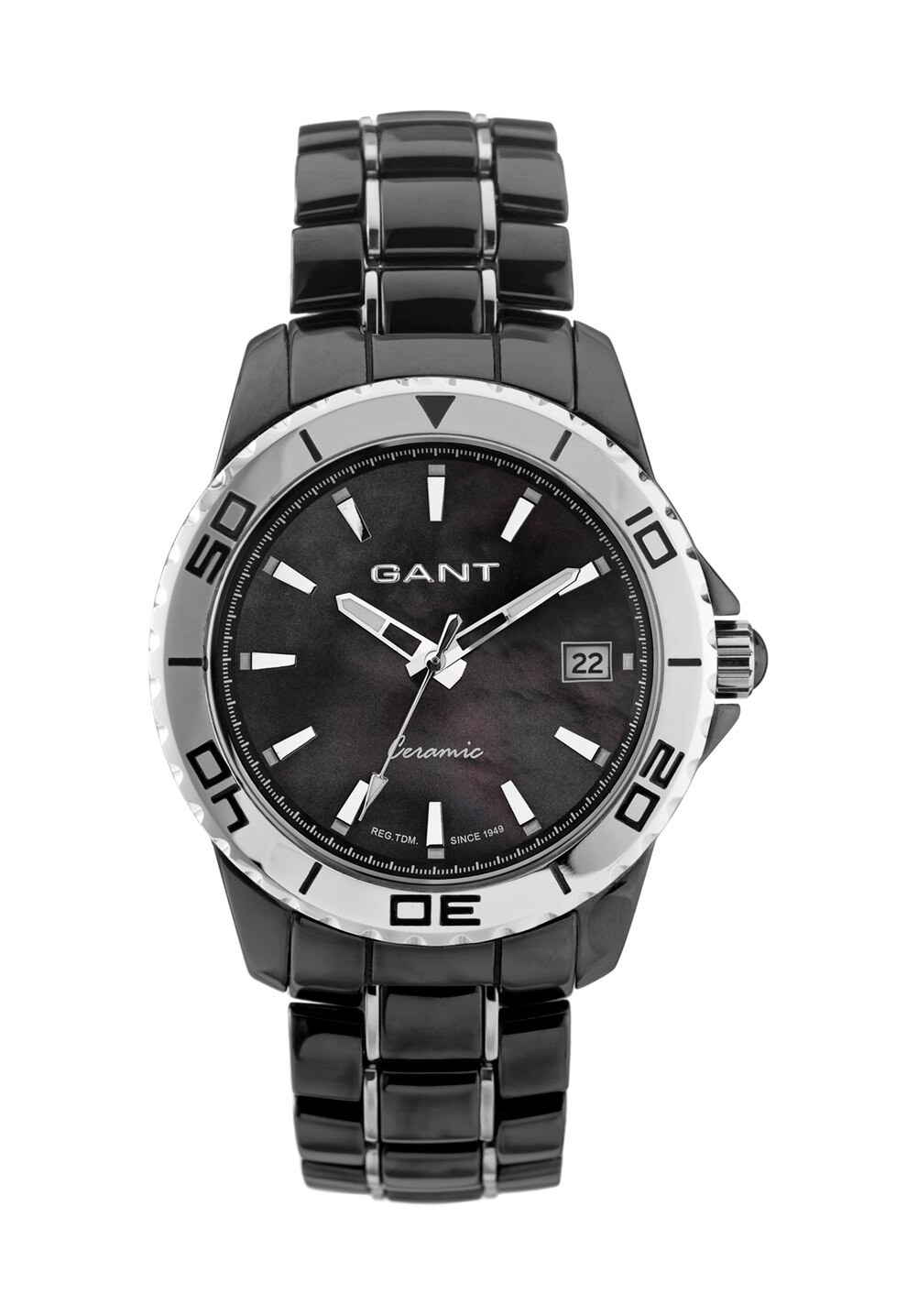 Gant Ceas ceramic negru cu argintiu Floral