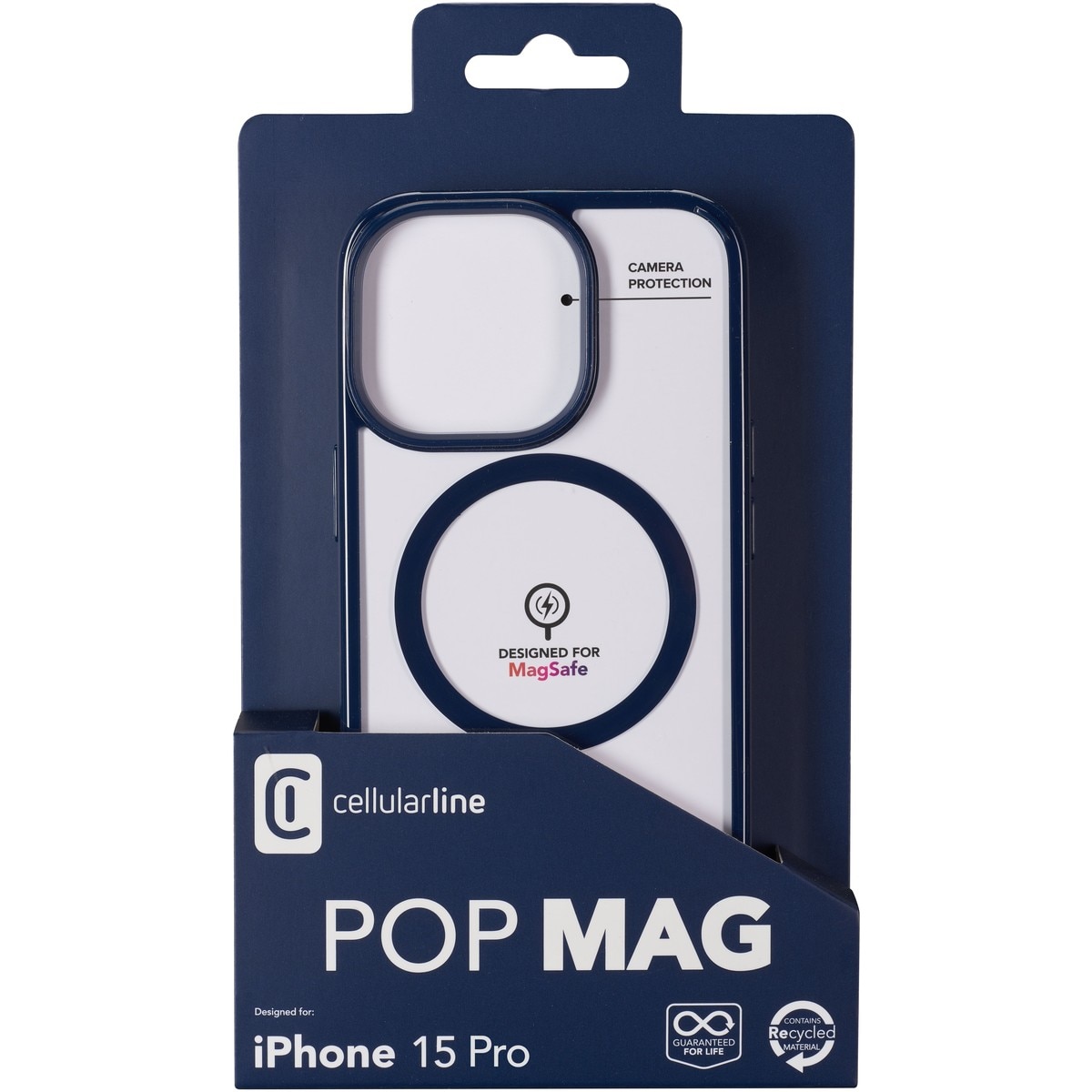 Husa de protectie Cover Cellularline Pop MagSafe pentru iPhone 15 Pro POPMagSafeIPH15PROB, Albastru