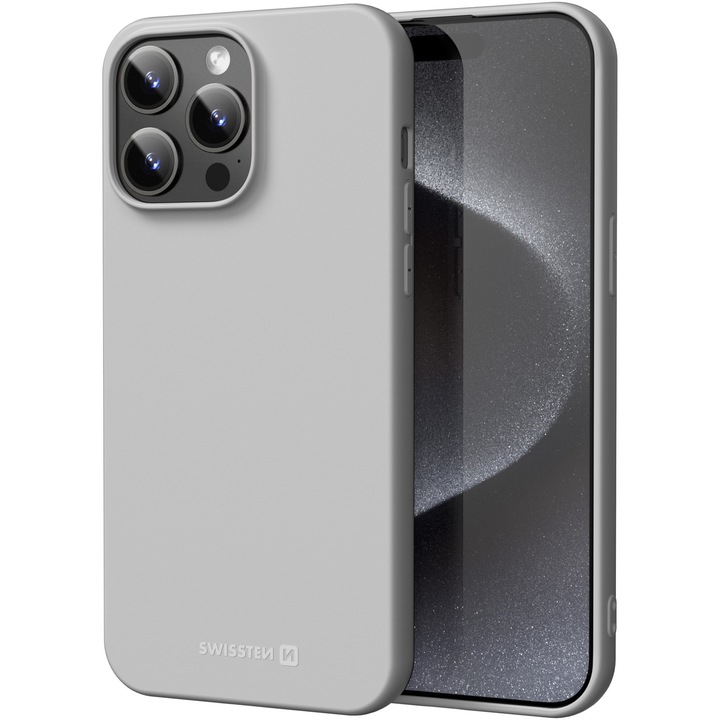 Калъф Swissten Soft Joy, За iPhone 15 Pro Max, Stone Grey