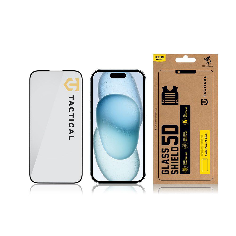 Folie de protectie din Sticla Tactical 5D pentru iPhone 15, Negru