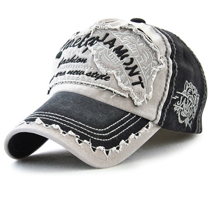 Sapca de baseball brodata, ajustabila, negru/kaffee, 58cm