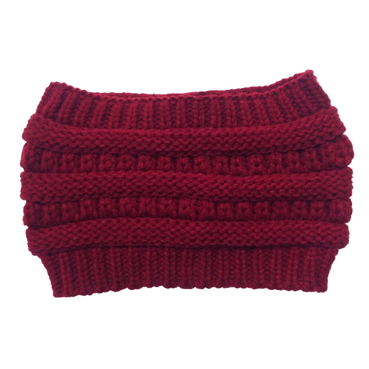 Jormftte női sapka, piros, kócos kontyhoz, elasztikus akril, téli