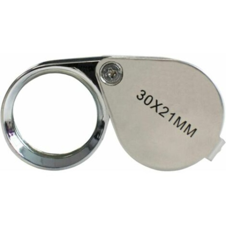 Lupa bijutier 30x lentila pliabila 30x21mm argintiu chrome