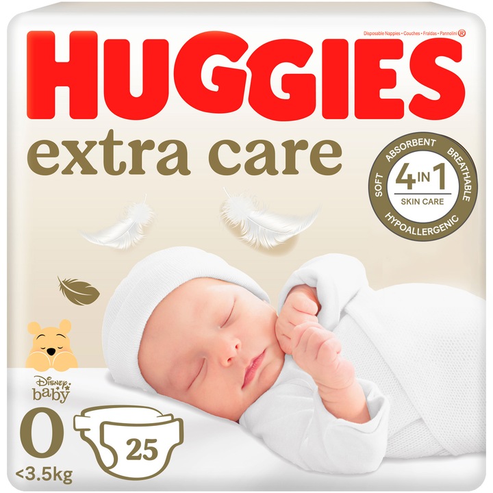 Scutece Huggies Extra Care 0, Convi, 3,5 kg, 25 buc