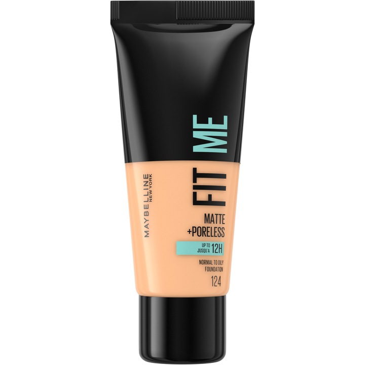 Fond de ten Maybelline New York Fit Me! Matte + Poreless, 124 Soft Sand, 30 ml